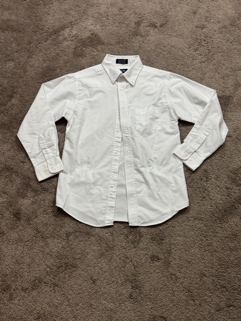 IZOD White Button Down Shirt Long Sleeve Classic Fit Cotton Collared SIZE 12